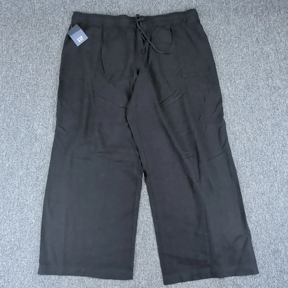 Gap Coastal Minimalist Linen Blend Wide Leg Pants Mens XXL Black NWT